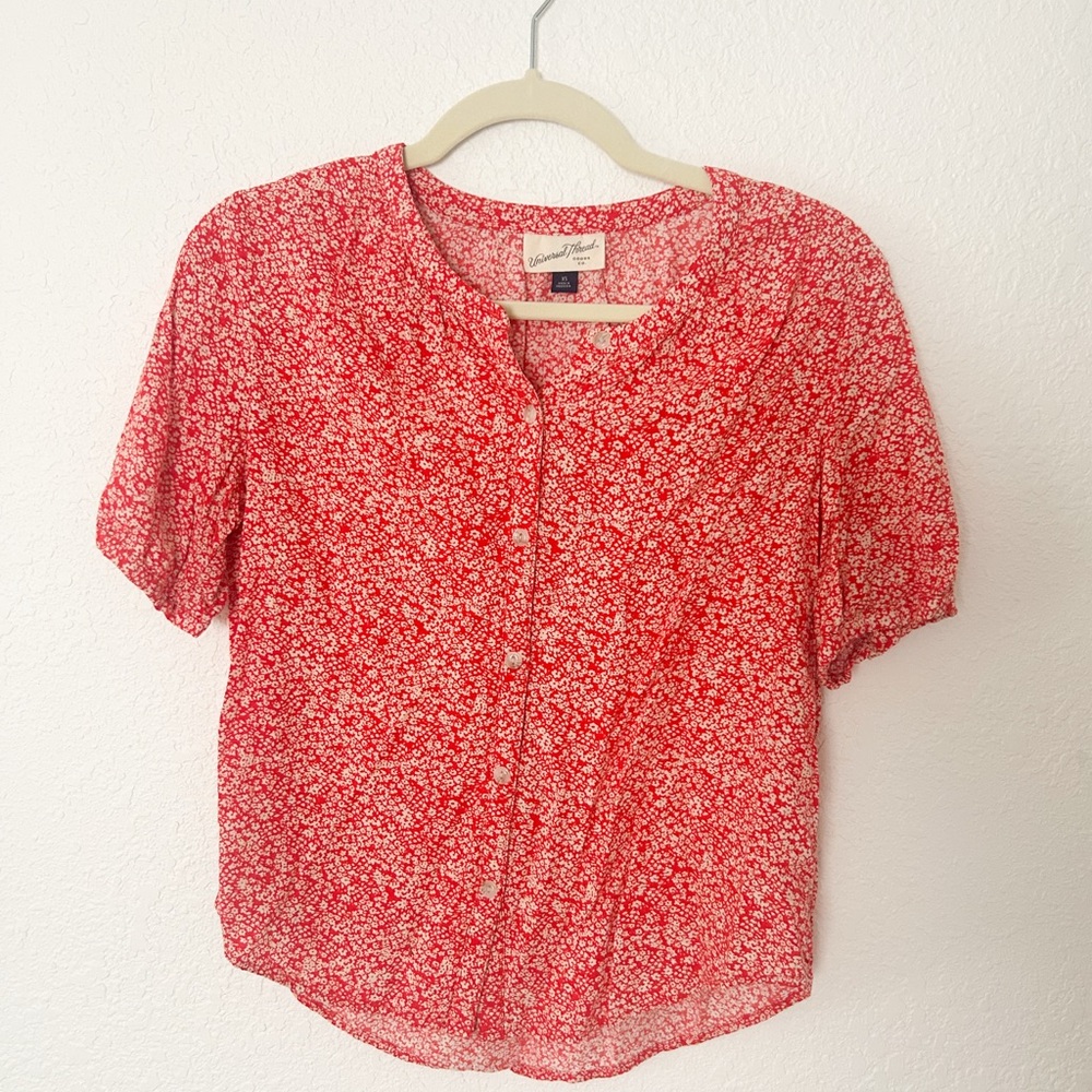 Red Floral Button-Up Top | Universal Thread